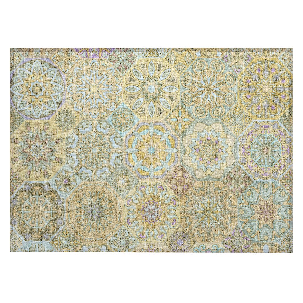 Machine Washable Indoor/Outdoor Chantille ACN2729 Gold 2'6" x 3'10" Rug. Picture 1