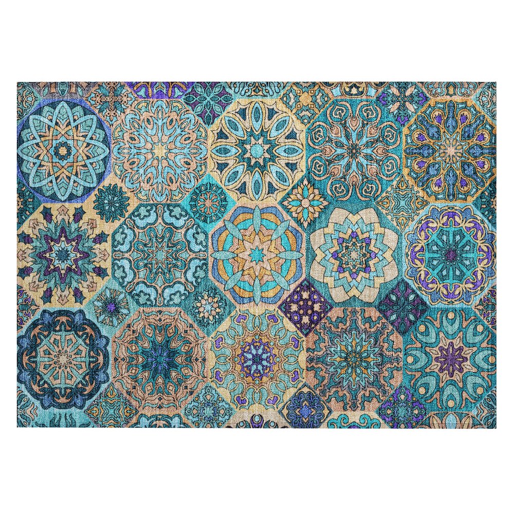 Machine Washable Indoor/Outdoor Chantille ACN2729 Teal 2'6" x 3'10" Rug. Picture 1