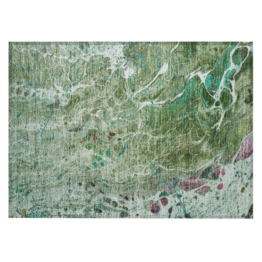 Machine Washable Indoor/Outdoor Chantille ACN2730 Green 2'6" x 3'10" Rug. Picture 1