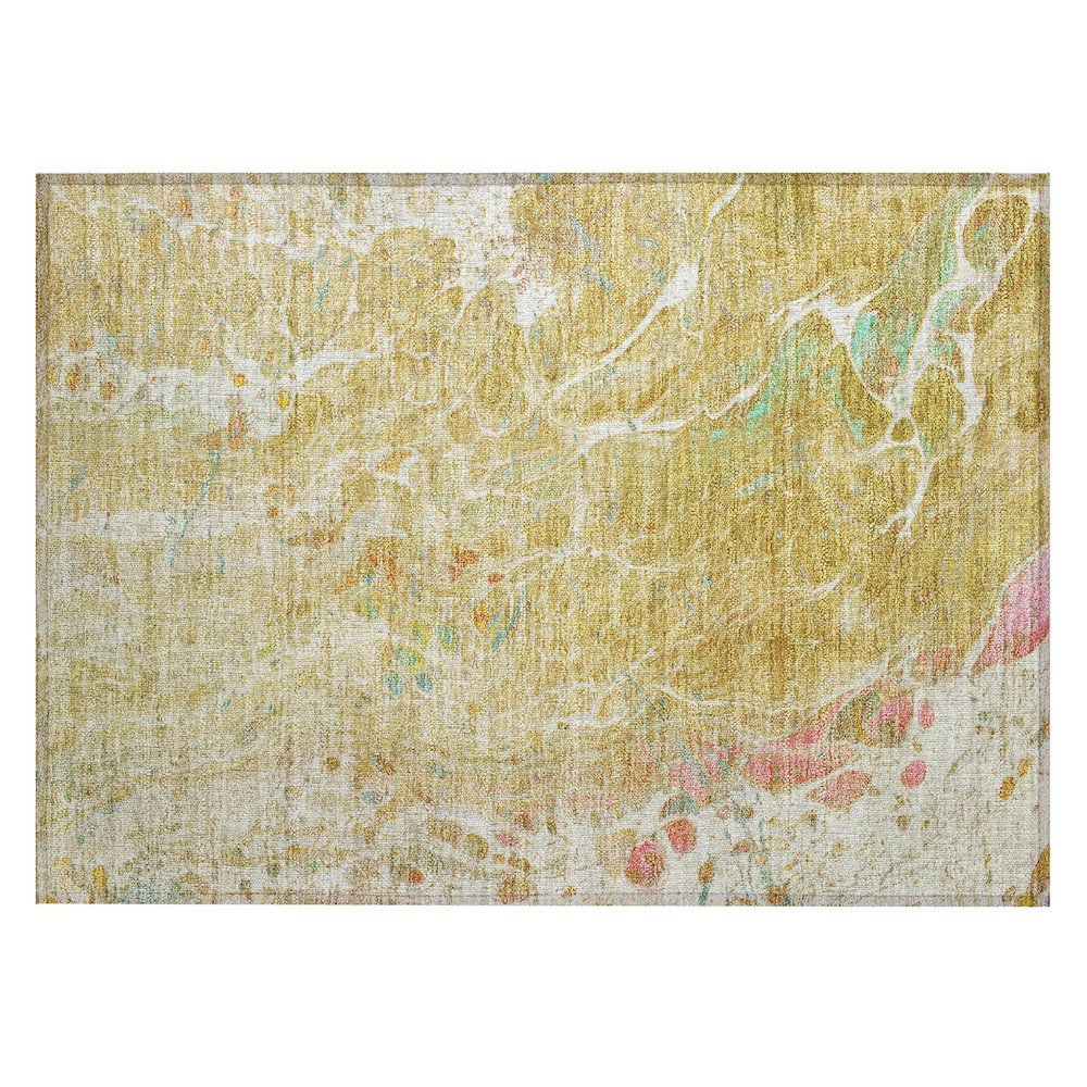 Machine Washable Indoor/Outdoor Chantille ACN2731 Gold 2'6" x 3'10" Rug. Picture 1