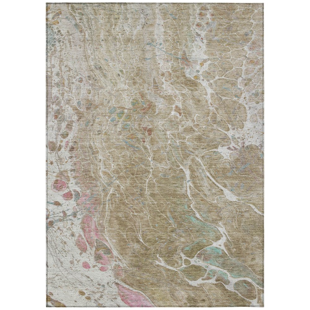 Machine Washable Indoor/Outdoor Chantille ACN2731 Brown 5' x 7'6" Rug. Picture 1