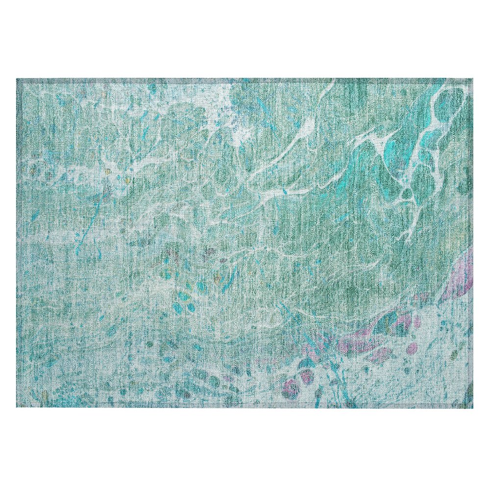 Machine Washable Indoor/Outdoor Chantille ACN2731 Teal 2'6" x 3'10" Rug. Picture 1