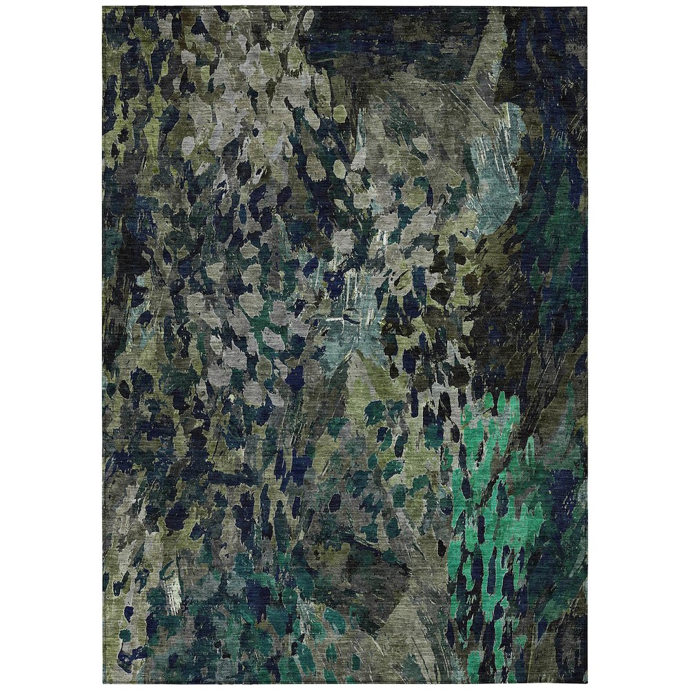 Machine Washable Indoor/Outdoor Chantille ACN2737 Green 5' x 7'6" Rug. Picture 1