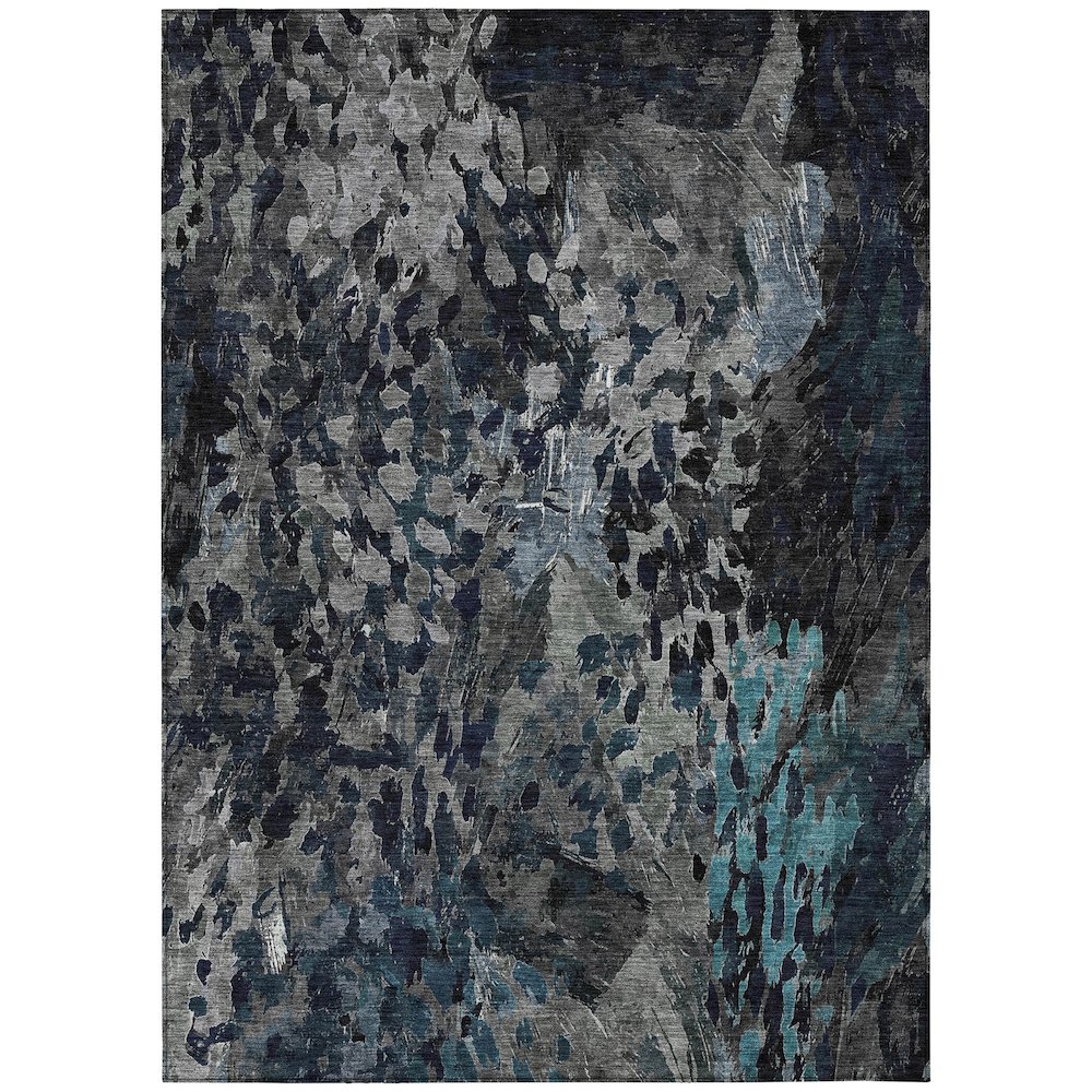 Machine Washable Indoor/Outdoor Chantille ACN2737 Gray 5' x 7'6" Rug. Picture 1