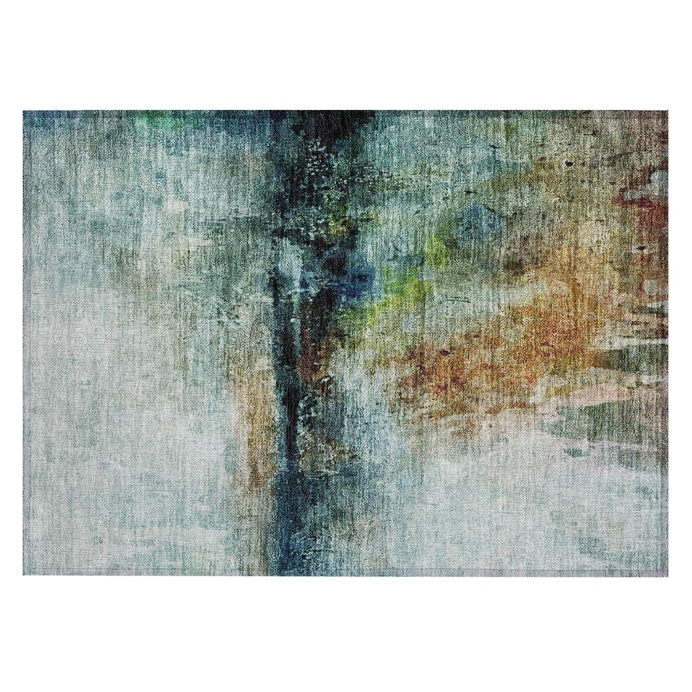 Machine Washable Indoor/Outdoor Chantille ACN2739 Teal 2'6" x 3'10" Rug. Picture 1