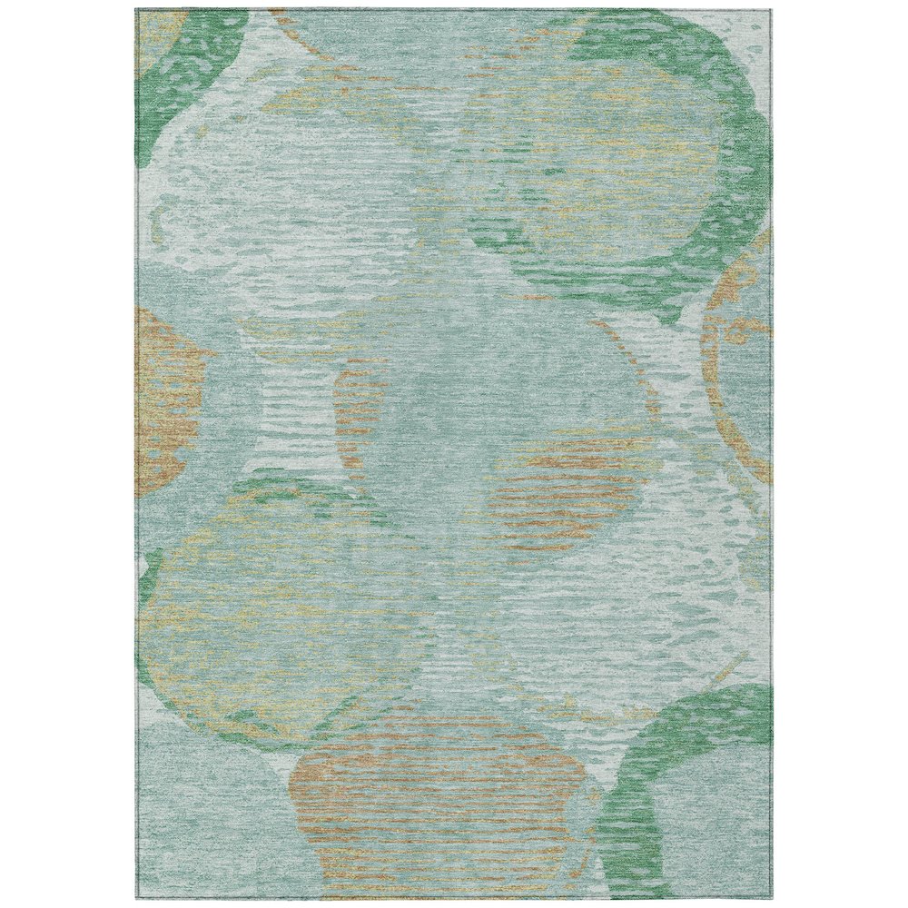 Machine Washable Indoor/Outdoor Chantille ACN2744 Teal 5' x 7'6" Rug. Picture 1