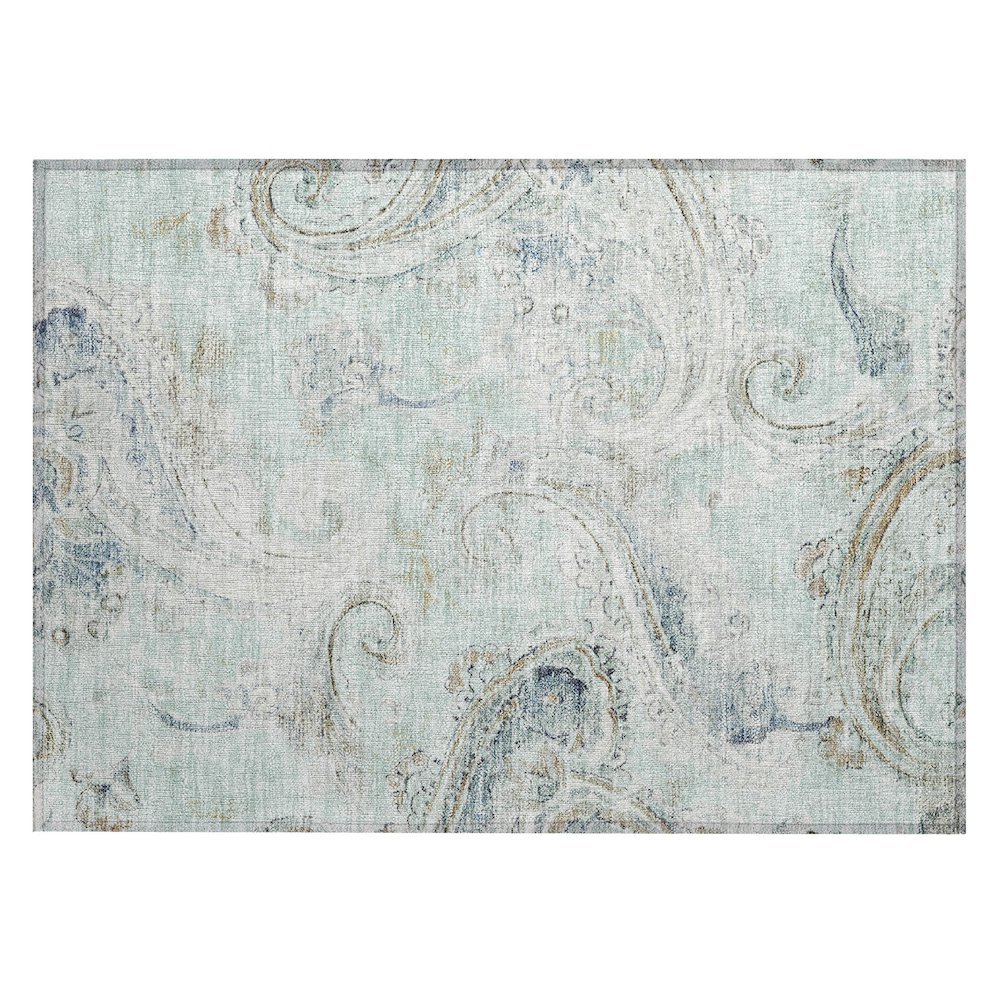Machine Washable Indoor/Outdoor Chantille ACN2747 Teal 2'6" x 3'10" Rug. Picture 1