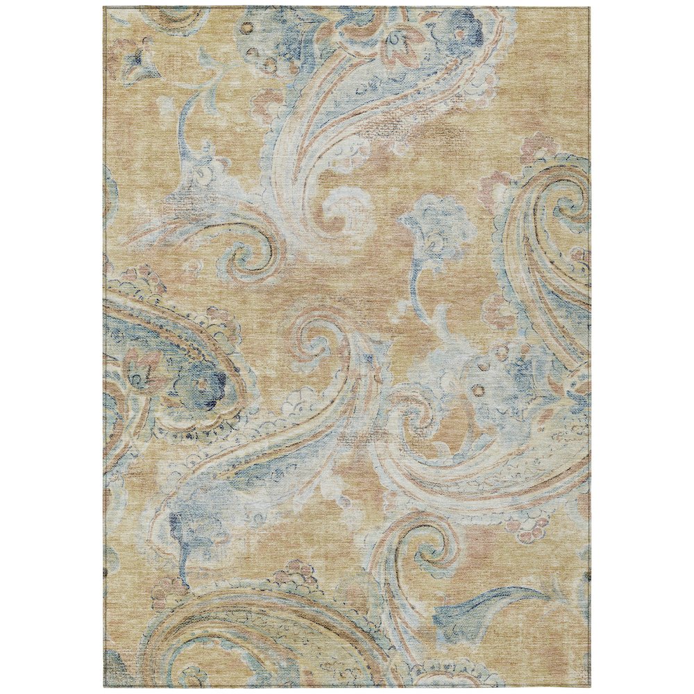 Machine Washable Indoor/Outdoor Chantille ACN2748 Orange 5' x 7'6" Rug. Picture 1