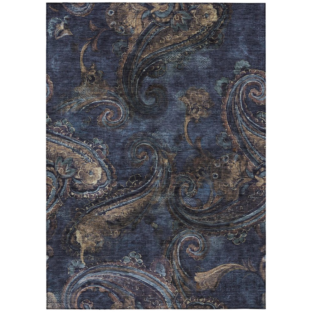 Machine Washable Indoor/Outdoor Chantille ACN2748 Blue 5' x 7'6" Rug. Picture 1