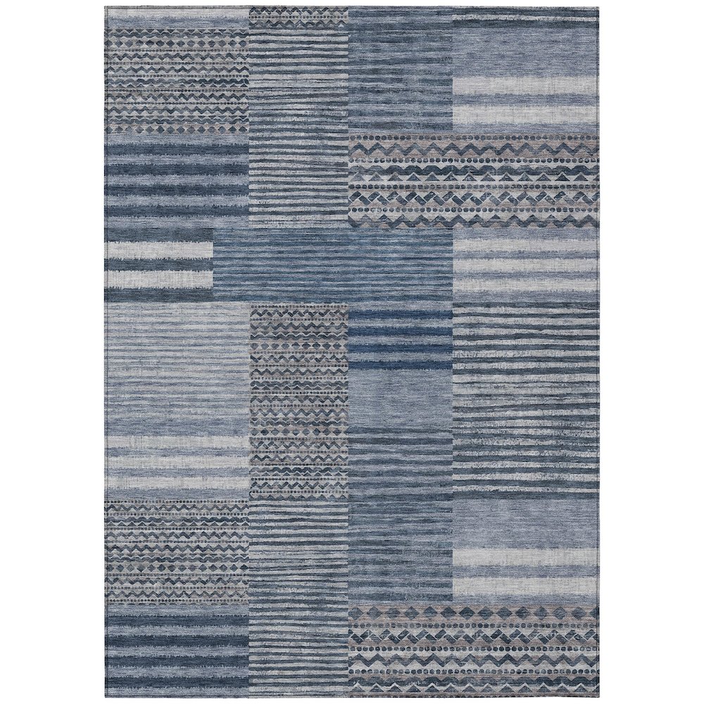 Machine Washable Indoor/Outdoor Chantille ACN2749 Blue 5' x 7'6" Rug. Picture 1