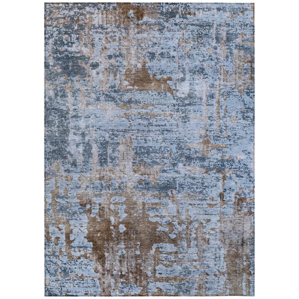Machine Washable Indoor/Outdoor Chantille ACN2750 Blue 5' x 7'6" Rug. Picture 1