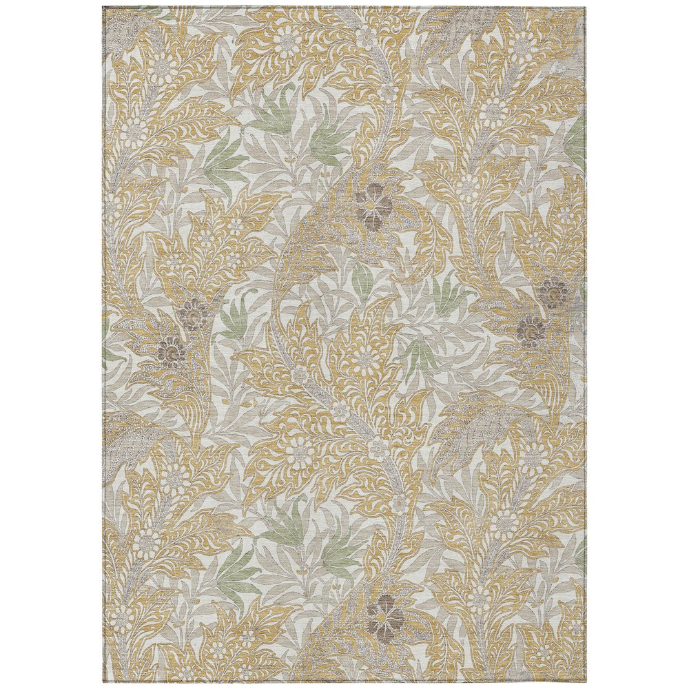 Machine Washable Indoor/Outdoor Chantille ACN2753 Gold 5' x 7'6" Rug. Picture 1