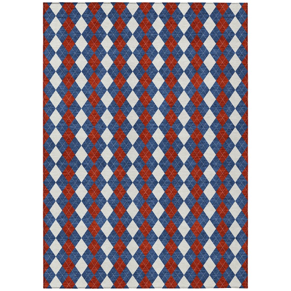 Machine Washable Indoor/Outdoor Chantille ACN2754 Blue 5' x 7'6" Rug. Picture 1