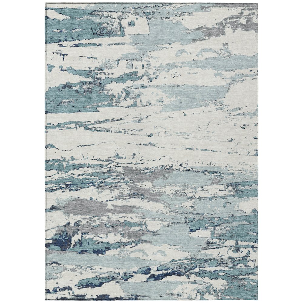 Machine Washable Indoor/Outdoor Chantille ACN2757 Teal 5' x 7'6" Rug. Picture 1
