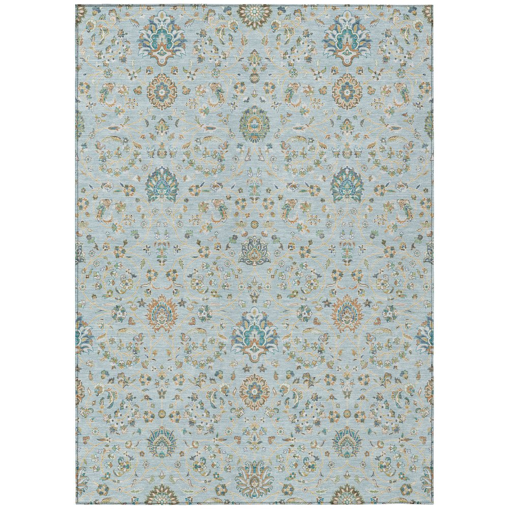 Machine Washable Indoor/Outdoor Chantille ACN2758 Blue 5' x 7'6" Rug. Picture 1