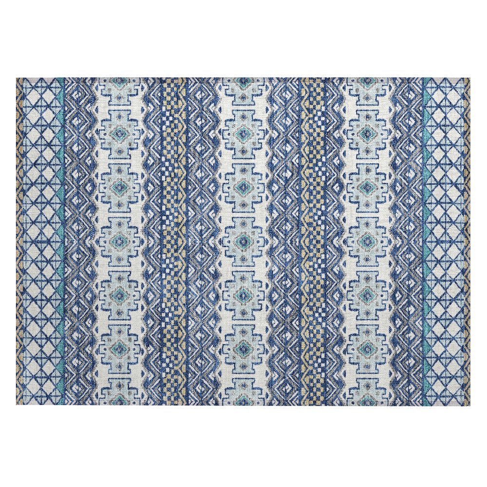 Machine Washable Indoor/Outdoor Chantille ACN2760 Blue 2'6" x 3'10" Rug. Picture 1