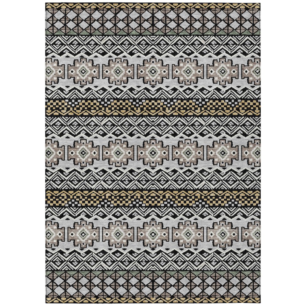 Machine Washable Indoor/Outdoor Chantille ACN2760 Black 5' x 7'6" Rug. Picture 1