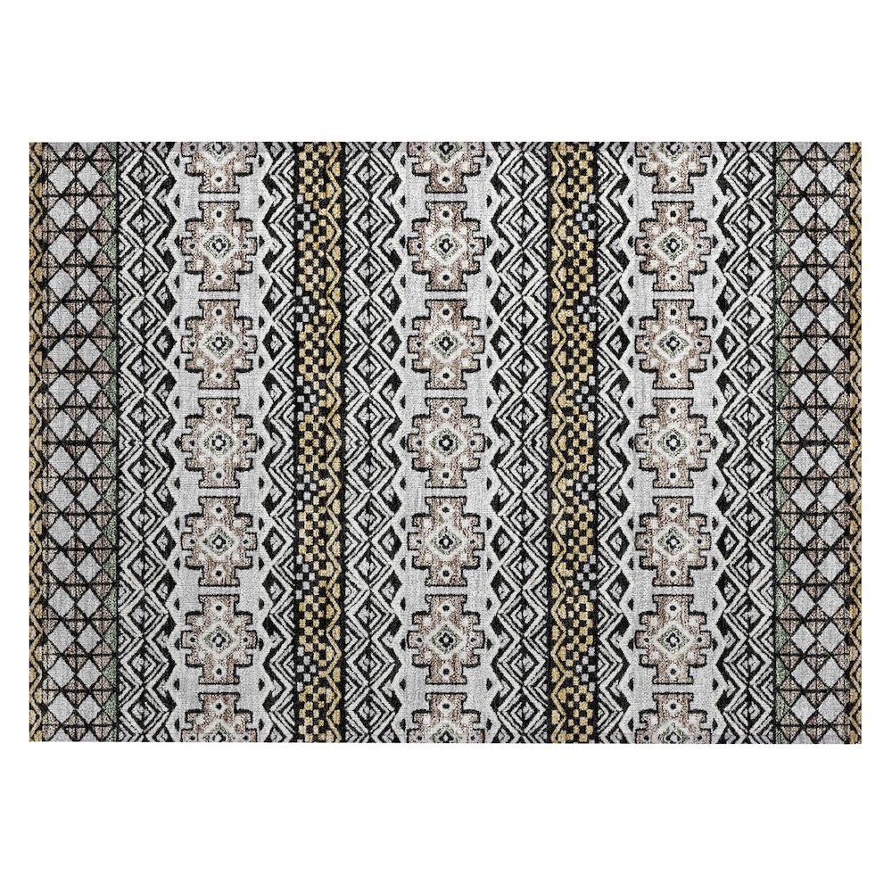 Machine Washable Indoor/Outdoor Chantille ACN2760 Black 2'6" x 3'10" Rug. Picture 1