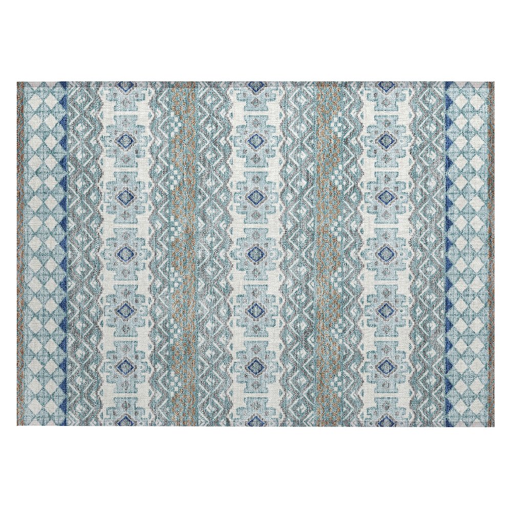 Machine Washable Indoor/Outdoor Chantille ACN2760 Teal 2'6" x 3'10" Rug. Picture 1