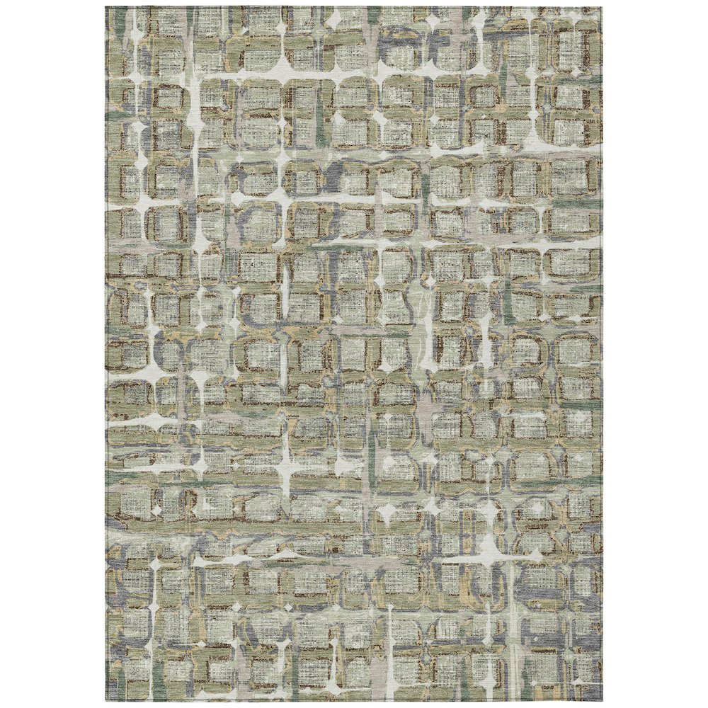Machine Washable Indoor/Outdoor Chantille ACN2762 Green 5' x 7'6" Rug. Picture 1
