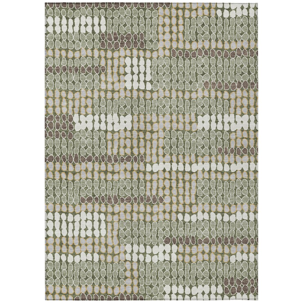 Machine Washable Indoor/Outdoor Chantille ACN2763 Green 5' x 7'6" Rug. Picture 1