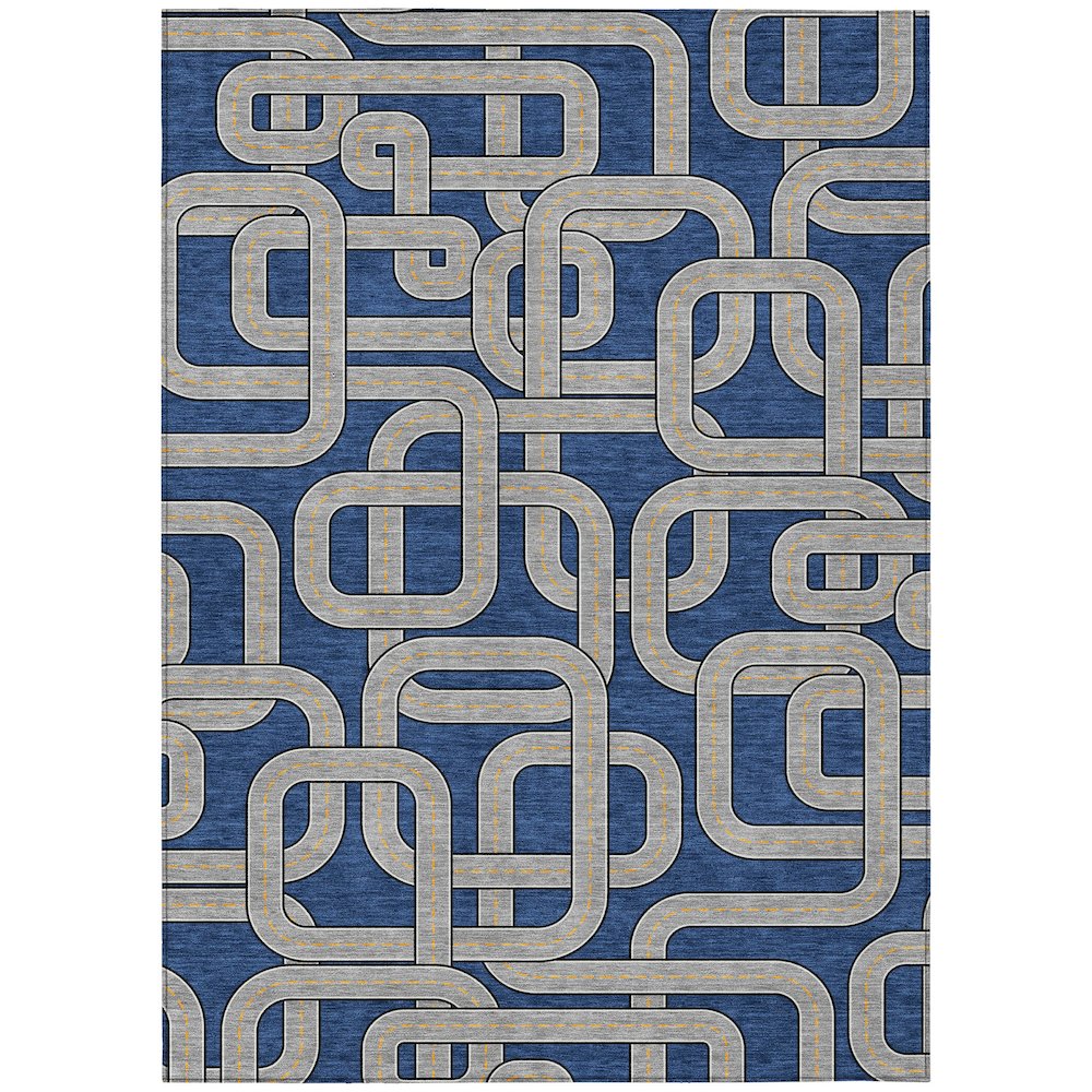 Machine Washable Indoor/Outdoor Chantille ACN2764 Blue 5' x 7'6" Rug. Picture 1