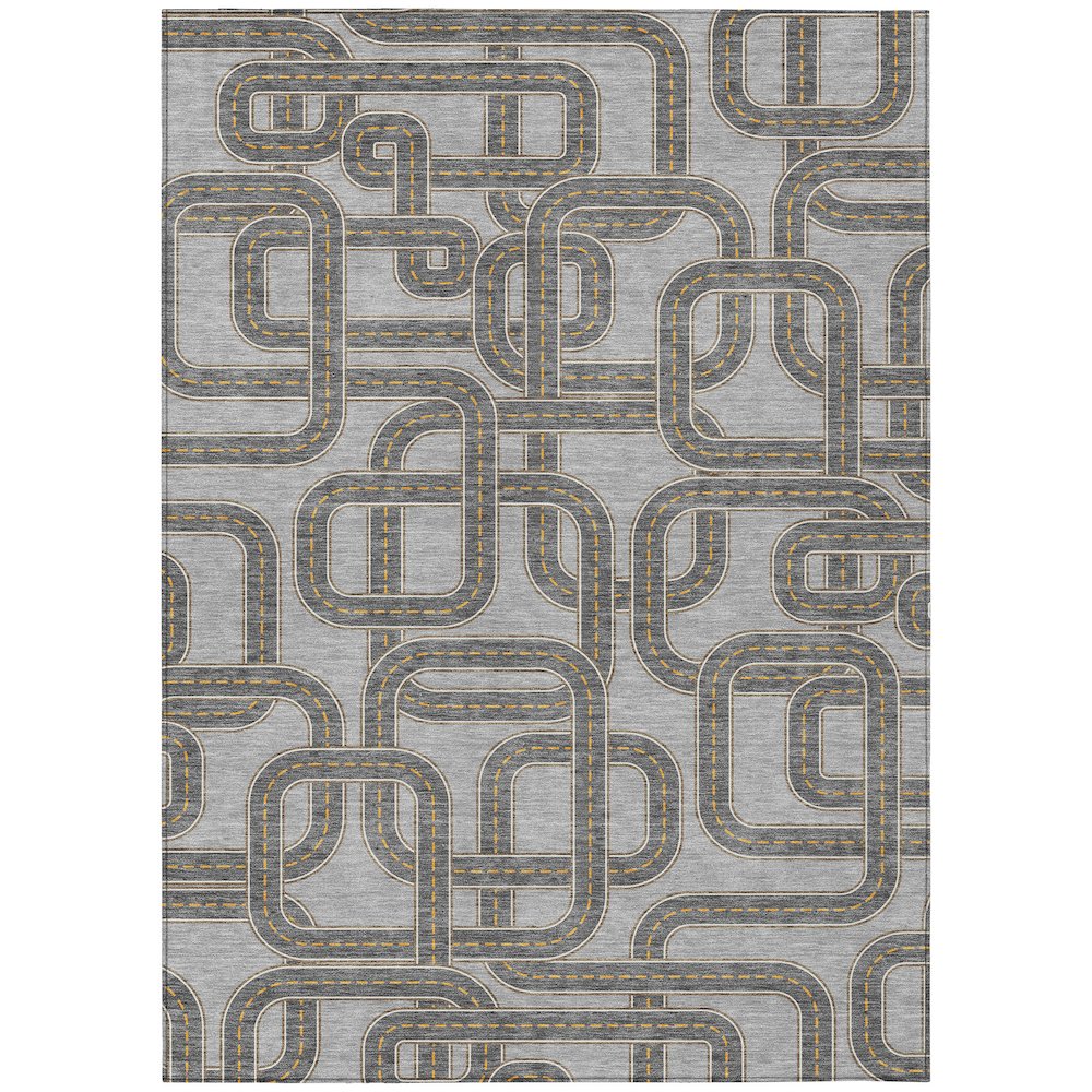Machine Washable Indoor/Outdoor Chantille ACN2764 Gray 5' x 7'6" Rug. Picture 1