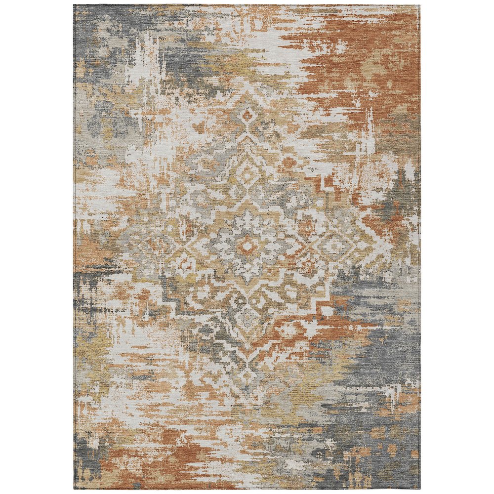 Machine Washable Indoor/Outdoor Chantille ACN2765 Orange 5' x 7'6" Rug. Picture 1