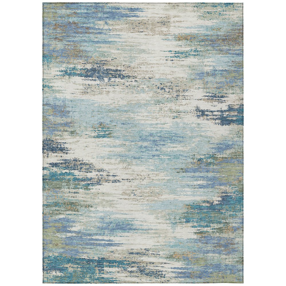 Machine Washable Indoor/Outdoor Chantille ACN2766 Blue 5' x 7'6" Rug. Picture 1