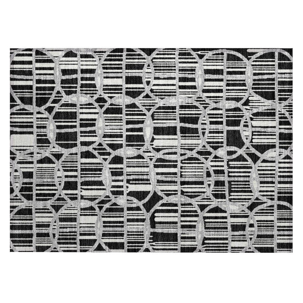 Machine Washable Indoor/Outdoor Chantille ACN2769 Black 2'6" x 3'10" Rug. Picture 1