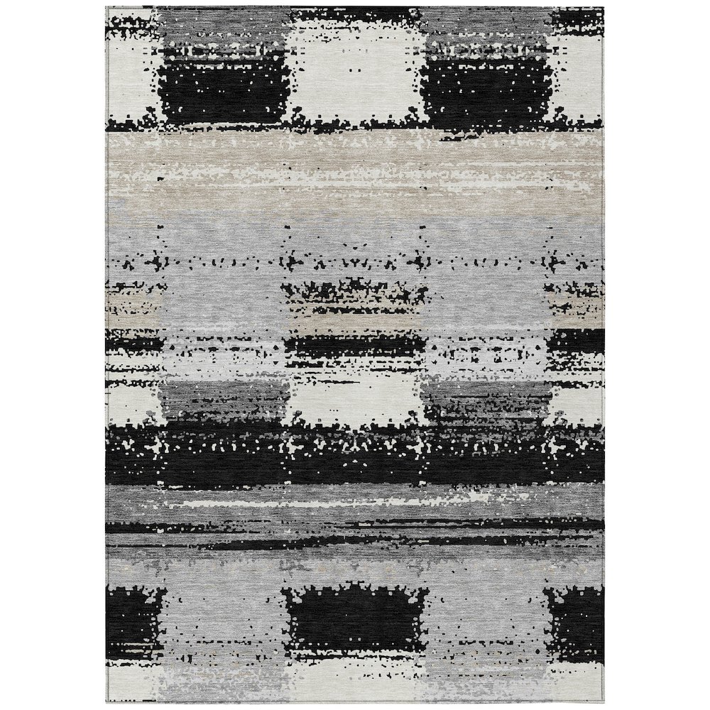 Machine Washable Indoor/Outdoor Chantille ACN2772 Black 5' x 7'6" Rug. Picture 1