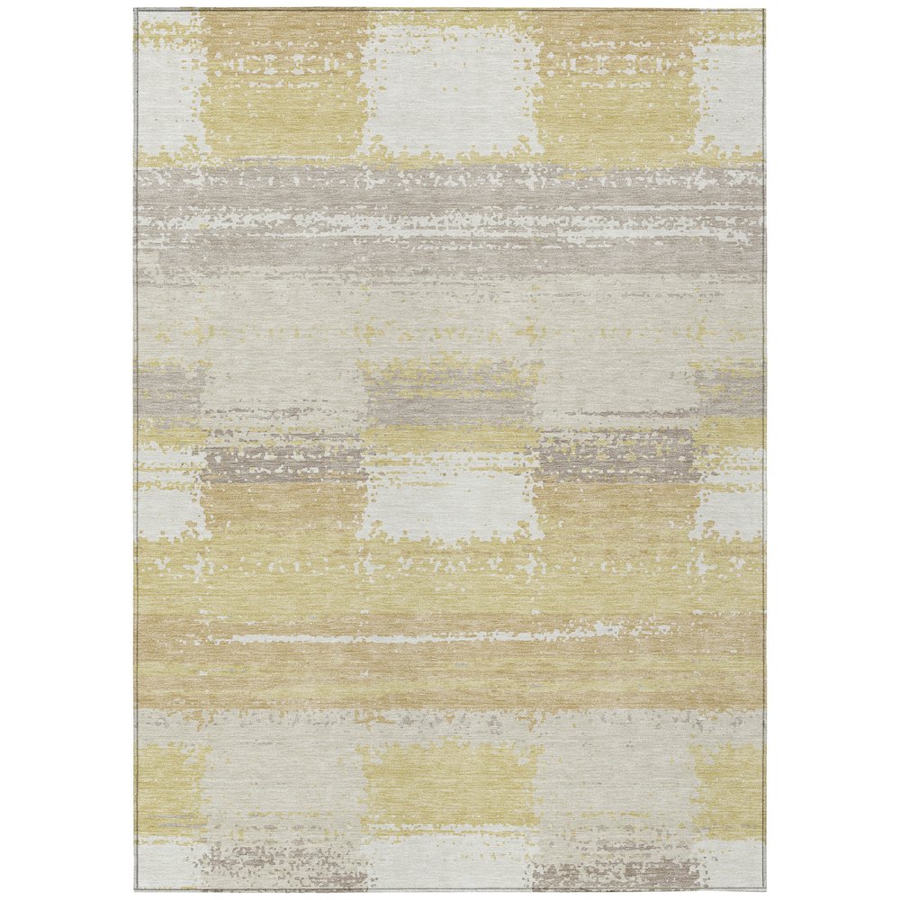 Machine Washable Indoor/Outdoor Chantille ACN2772 Gold 5' x 7'6" Rug. Picture 1