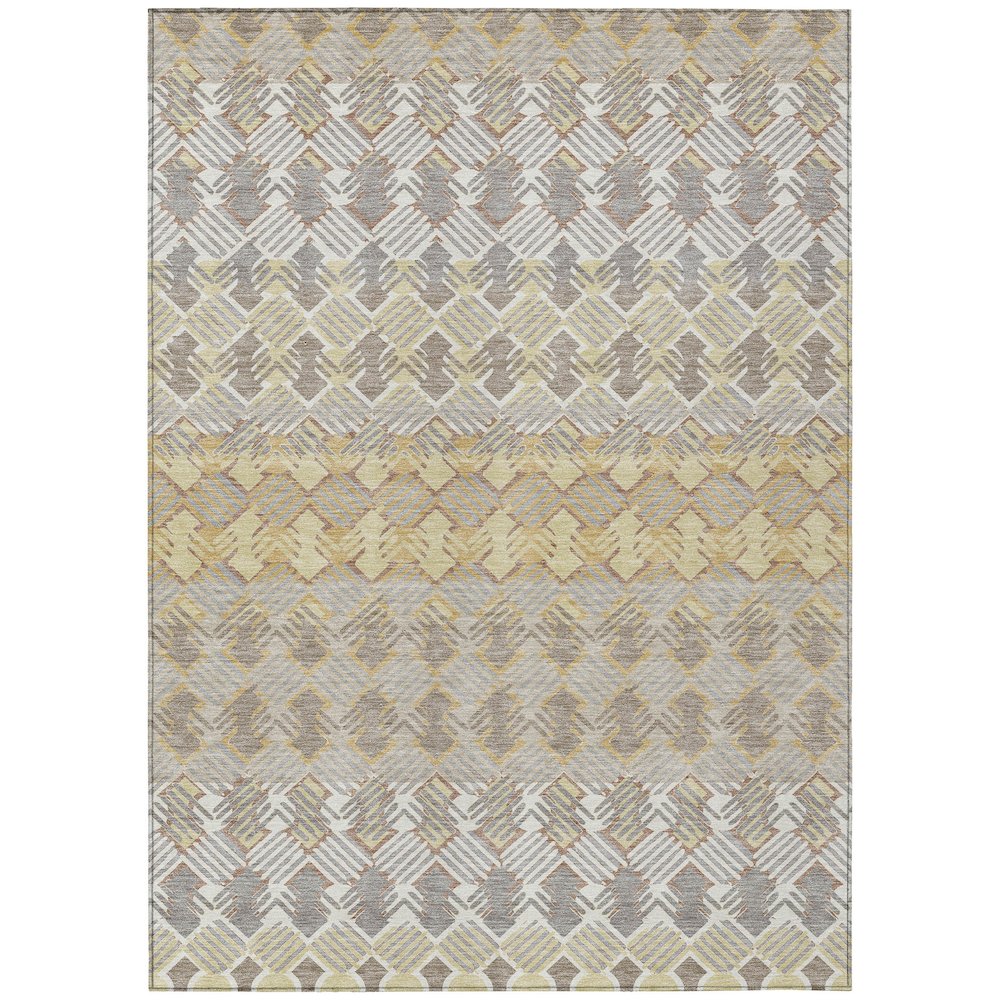 Machine Washable Indoor/Outdoor Chantille ACN2773 Gold 5' x 7'6" Rug. Picture 1