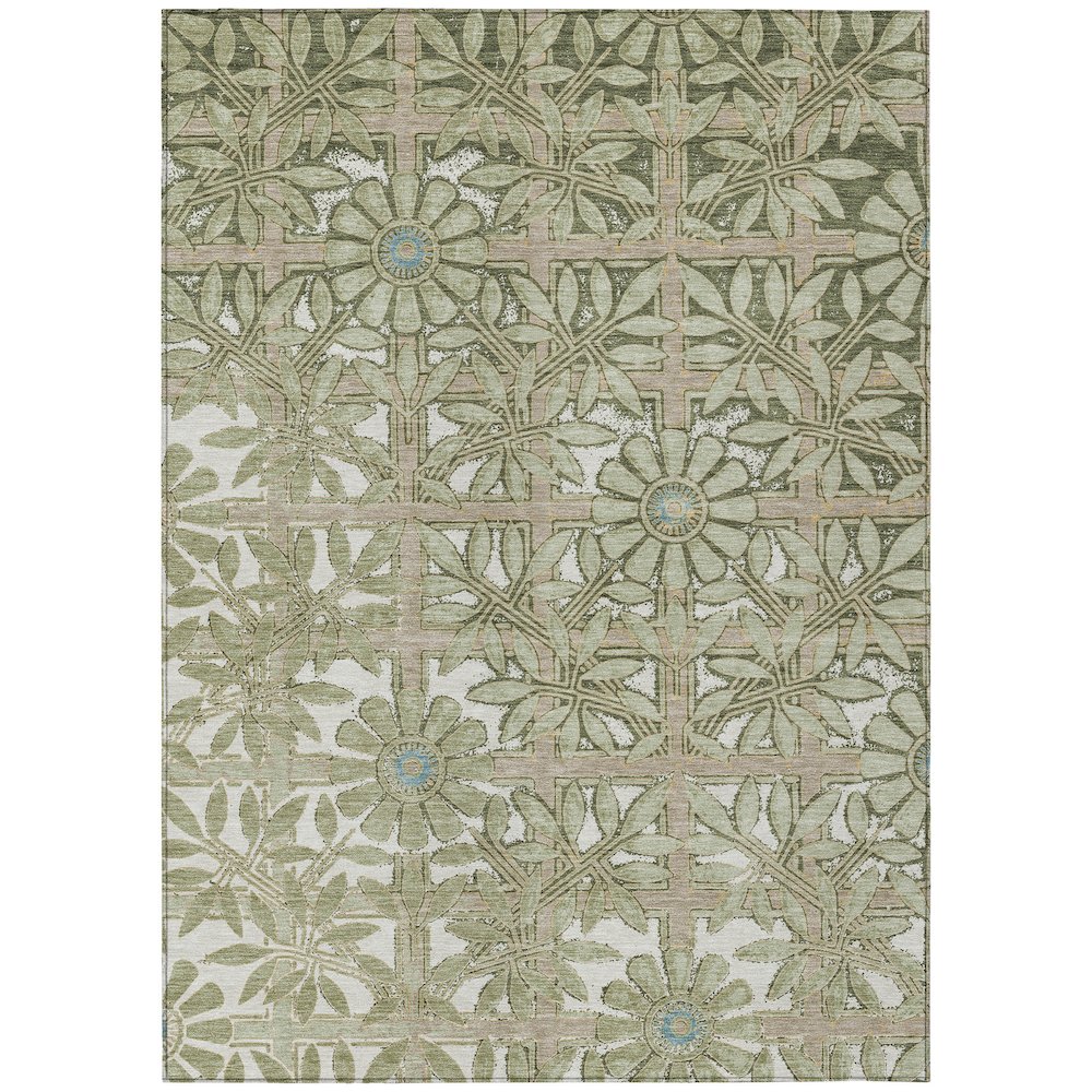 Machine Washable Indoor/Outdoor Chantille ACN2775 Green 5' x 7'6" Rug. Picture 1