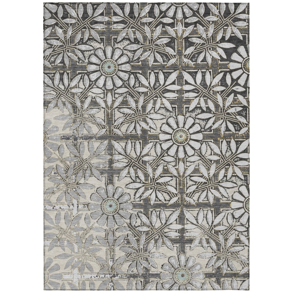 Machine Washable Indoor/Outdoor Chantille ACN2775 Gray 5' x 7'6" Rug. Picture 1