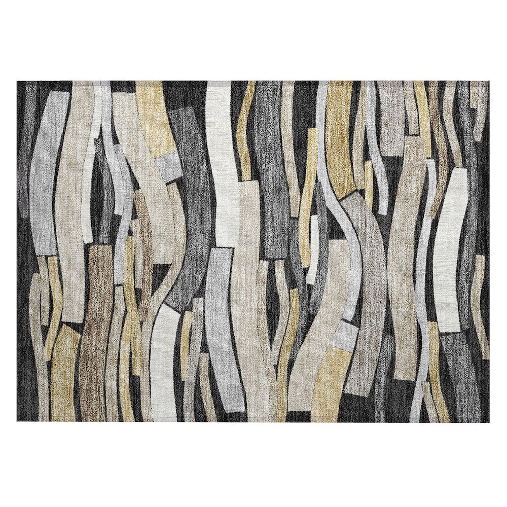 Machine Washable Indoor/Outdoor Chantille ACN2776 Black 2'6" x 3'10" Rug. Picture 1