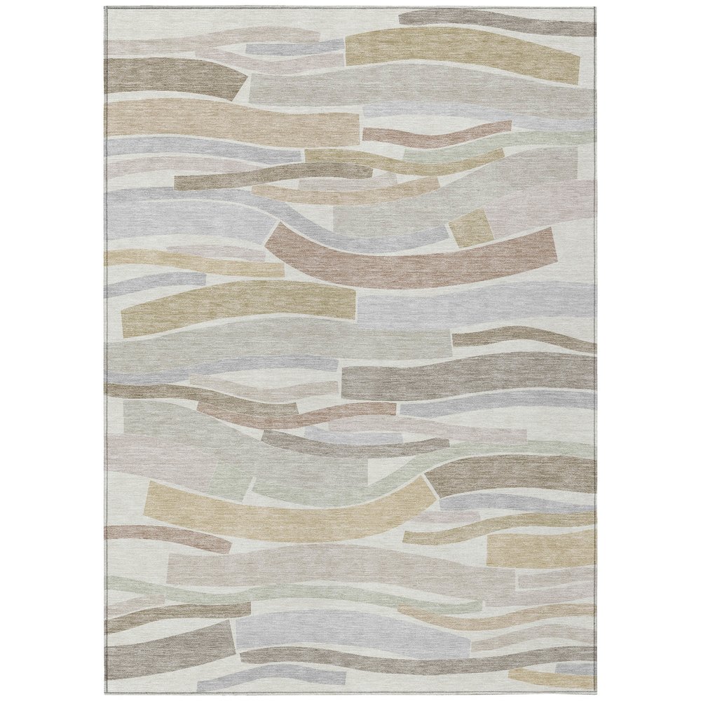 Machine Washable Indoor/Outdoor Chantille ACN2776 Ivory 5' x 7'6" Rug. Picture 1