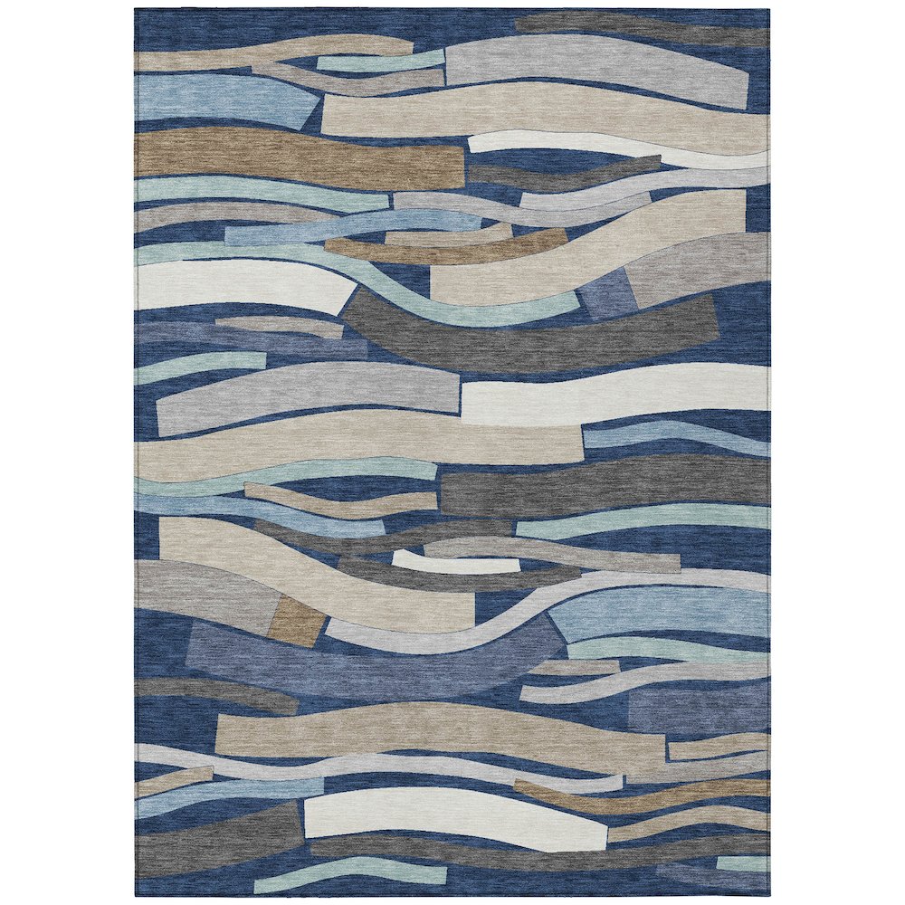 Machine Washable Indoor/Outdoor Chantille ACN2776 Blue 5' x 7'6" Rug. Picture 1