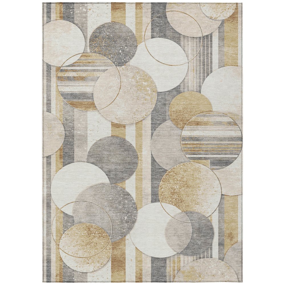 Machine Washable Indoor/Outdoor Chantille ACN2778 Gold 5' x 7'6" Rug. Picture 1
