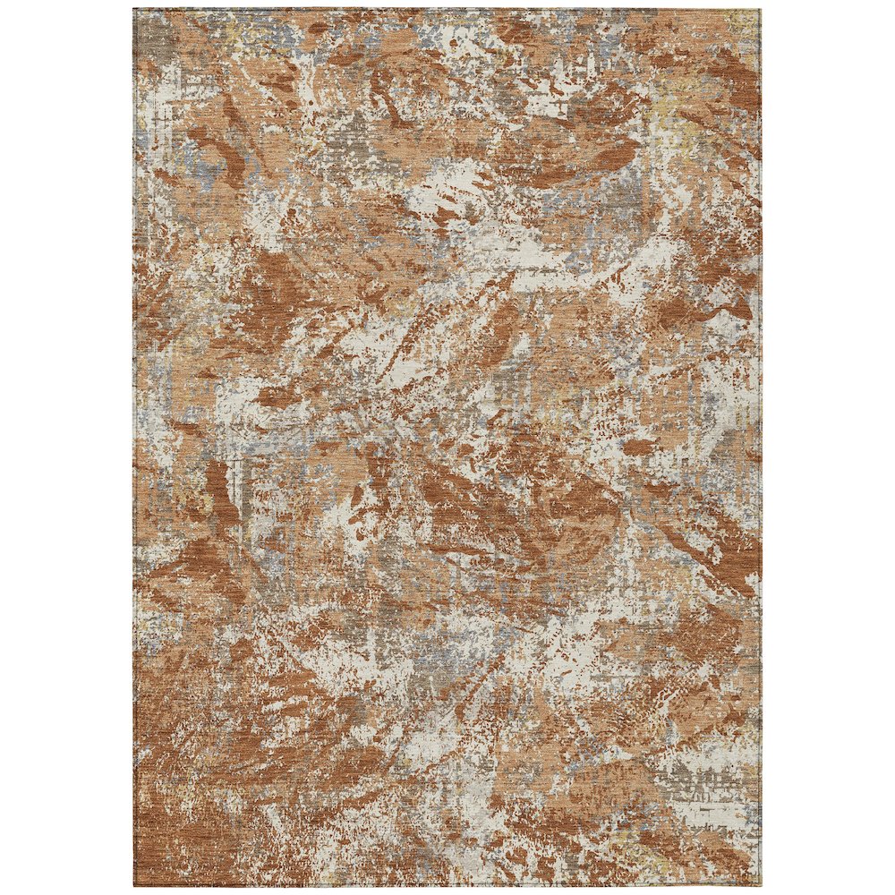 Machine Washable Indoor/Outdoor Chantille ACN2779 Orange 5' x 7'6" Rug. Picture 1