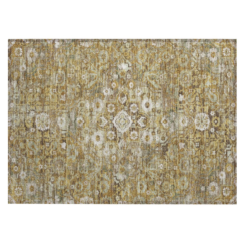 Machine Washable Indoor/Outdoor Chantille ACN2782 Gold 2'6" x 3'10" Rug. Picture 1