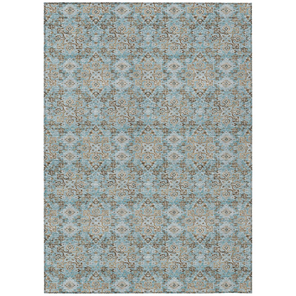 Machine Washable Indoor/Outdoor Chantille ACN2783 Teal 5' x 7'6" Rug. Picture 1