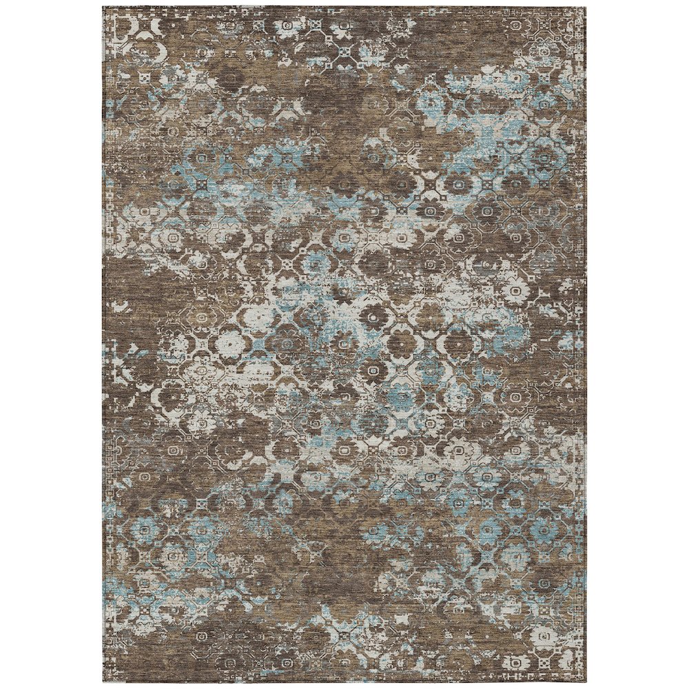 Machine Washable Indoor/Outdoor Chantille ACN2786 Brown 5' x 7'6" Rug. Picture 1
