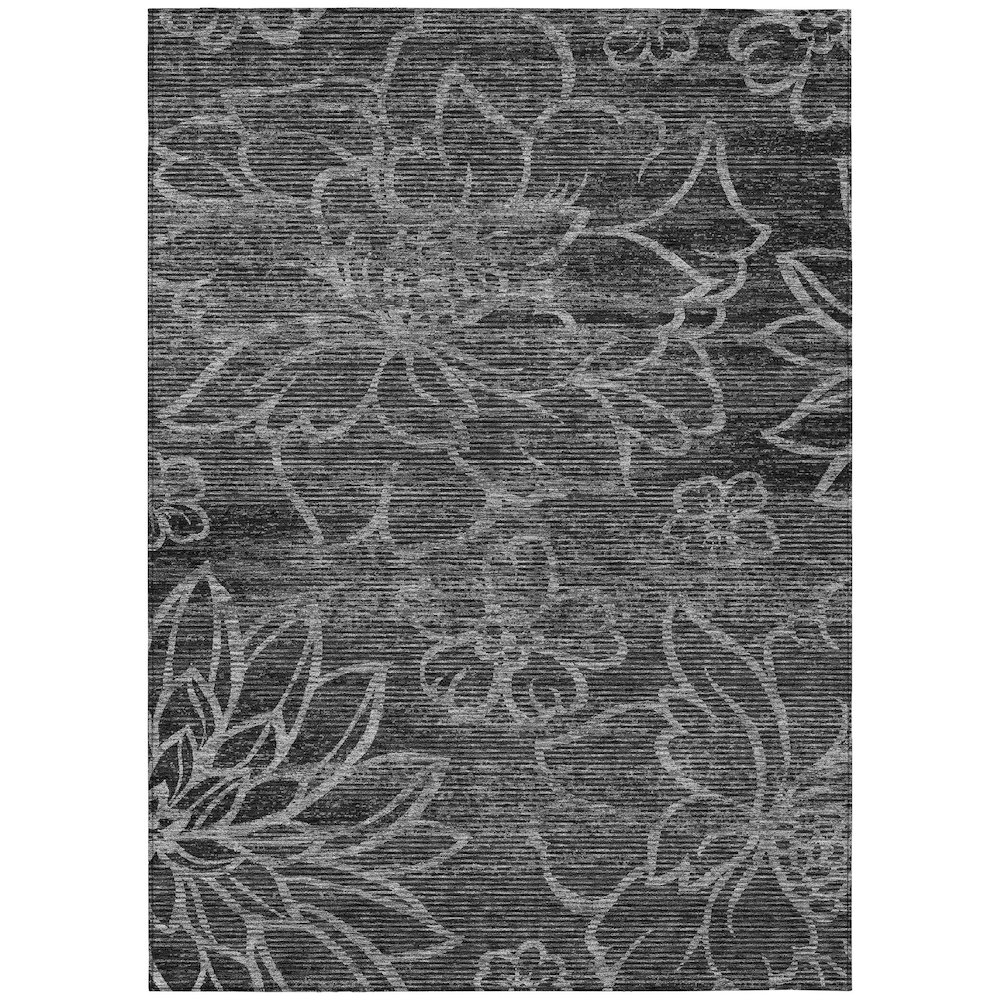 Machine Washable Indoor/Outdoor Chantille ACN2789 Black 5' x 7'6" Rug. Picture 1
