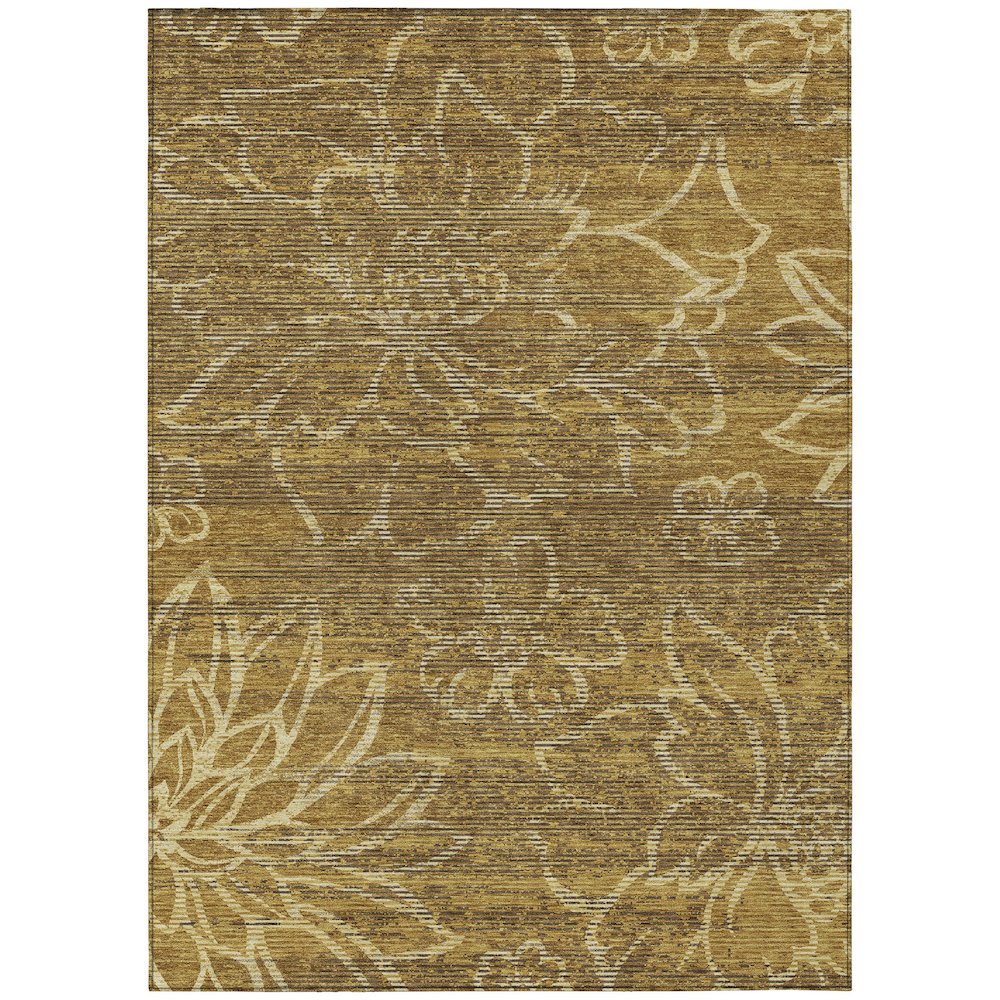 Machine Washable Indoor/Outdoor Chantille ACN2789 Gold 5' x 7'6" Rug. Picture 1