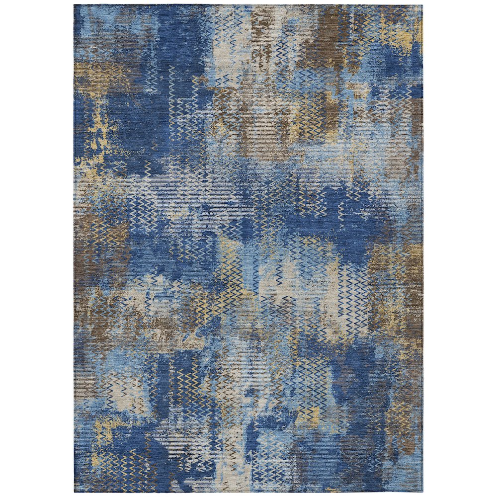 Machine Washable Indoor/Outdoor Chantille ACN2790 Blue 5' x 7'6" Rug. Picture 1