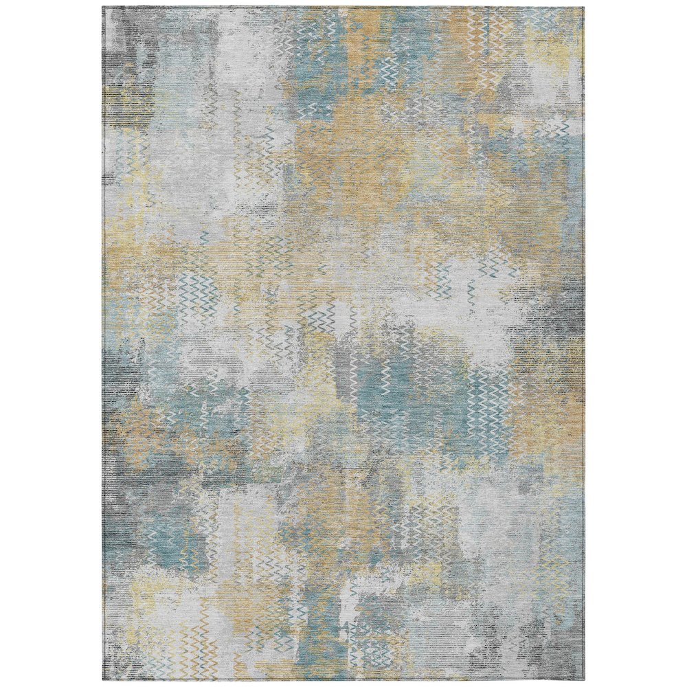 Machine Washable Indoor/Outdoor Chantille ACN2790 Gray 5' x 7'6" Rug. Picture 1
