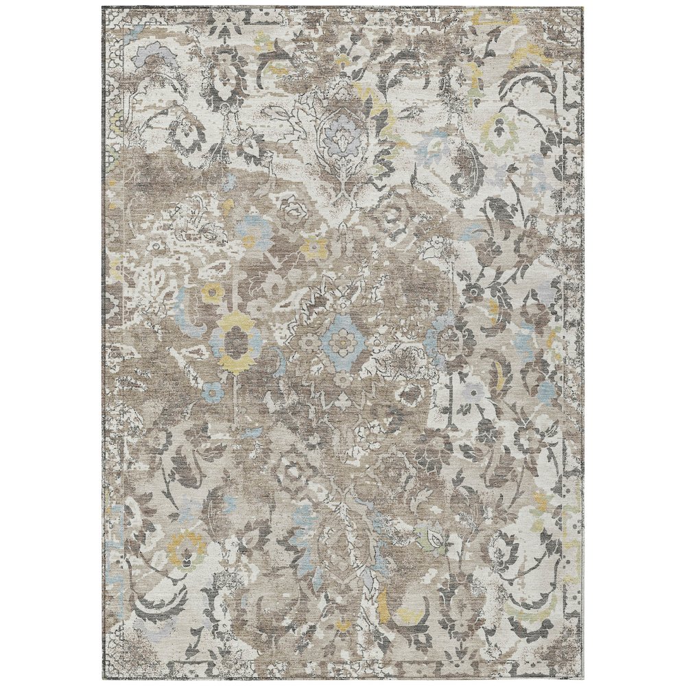 Machine Washable Indoor/Outdoor Chantille ACN2791 Ivory 5' x 7'6" Rug. Picture 1