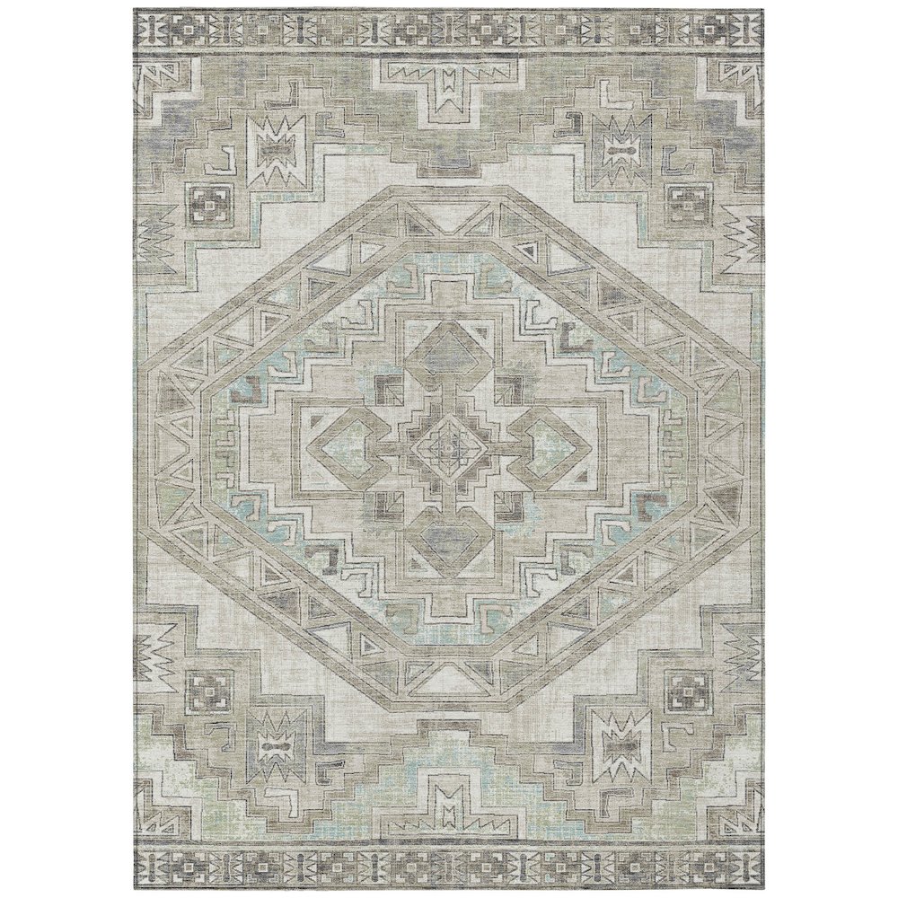 Machine Washable Indoor/Outdoor Chantille ACN2794 Ivory 5' x 7'6" Rug. Picture 1
