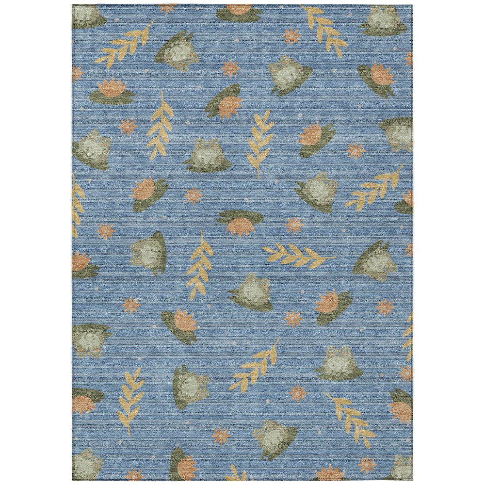 Machine Washable Indoor/Outdoor Chantille ACN2795 Blue 5' x 7'6" Rug. Picture 1